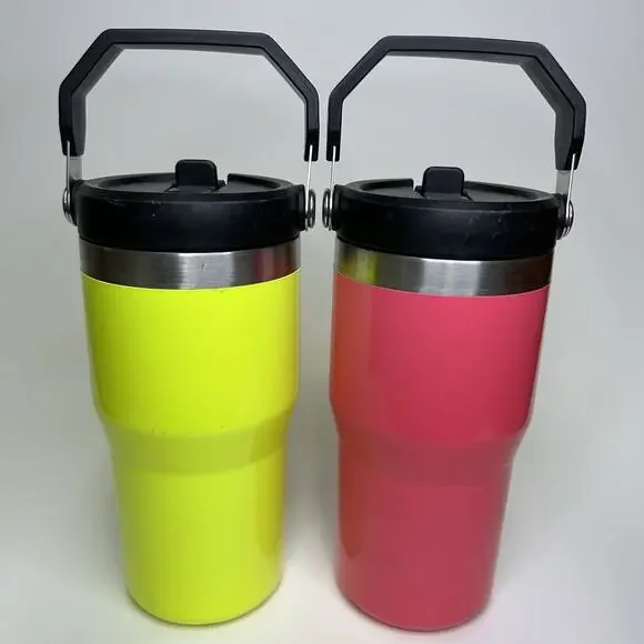 STANLEY ICE FLOW Flip Straw Tumbler 20 oz Neon Pink Neon Yellow - Picture 4 of 12